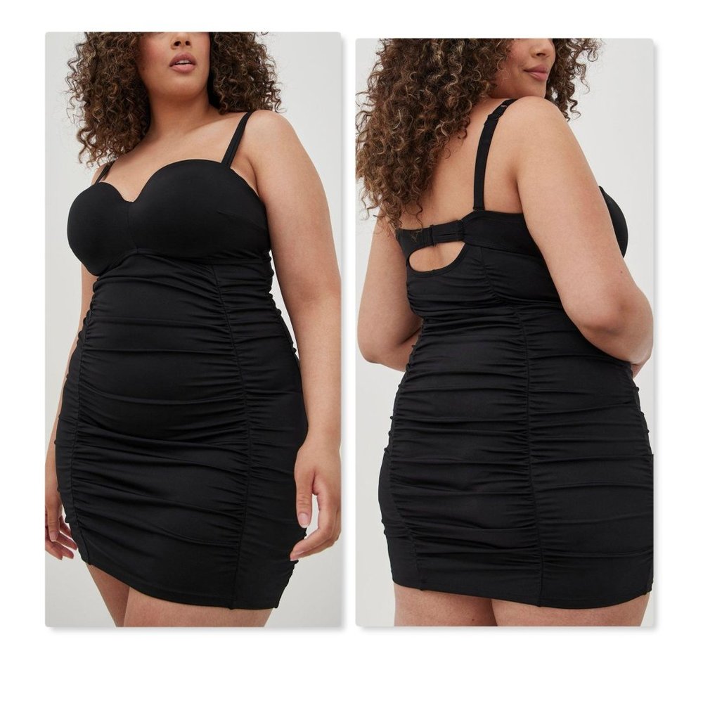 NEW Torrid Underwire Ruched Mid-Length Swim Dress Sz 2X D/DD - Picture 2 of 14